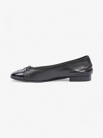 Chanel CC Ballerina Pumps Black Leather EU 37.5 UK 4.5
