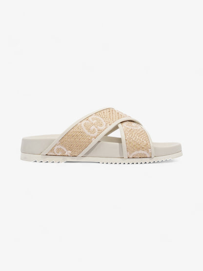 Gucci GG Crossover Sandals White / Natural / Baby Pink Raffia EU 39 UK 6