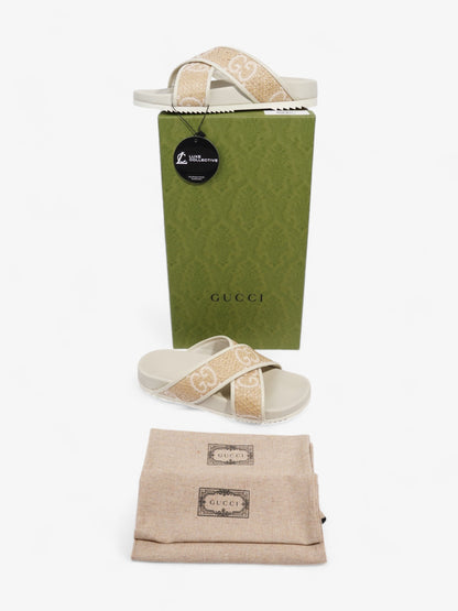 Gucci GG Crossover Sandals White / Natural / Baby Pink Raffia EU 39 UK 6