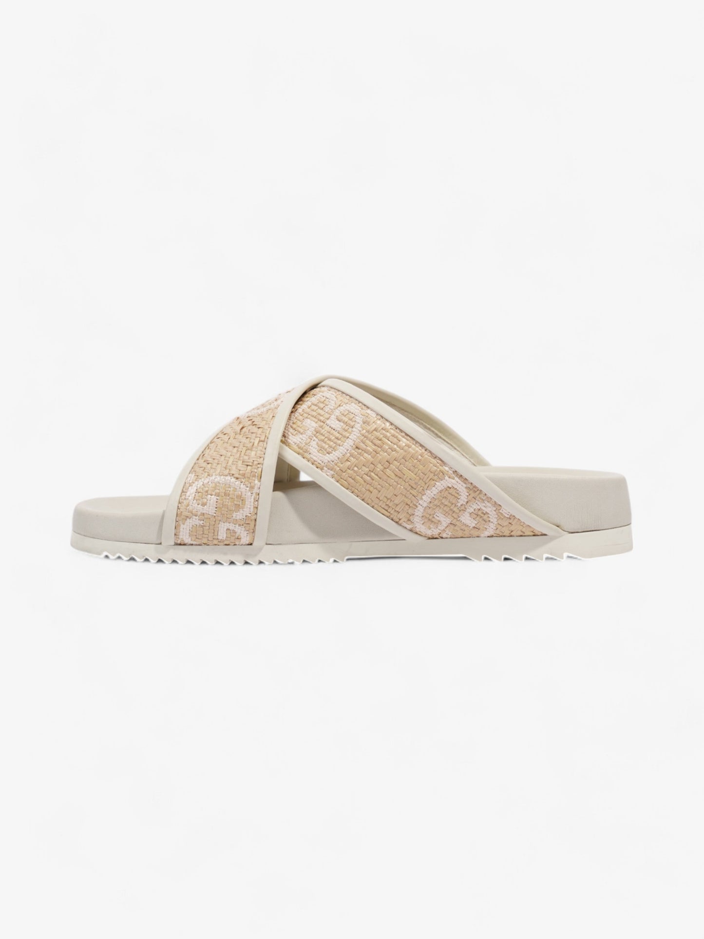 Gucci GG Crossover Sandals White / Natural / Baby Pink Raffia EU 39 UK 6