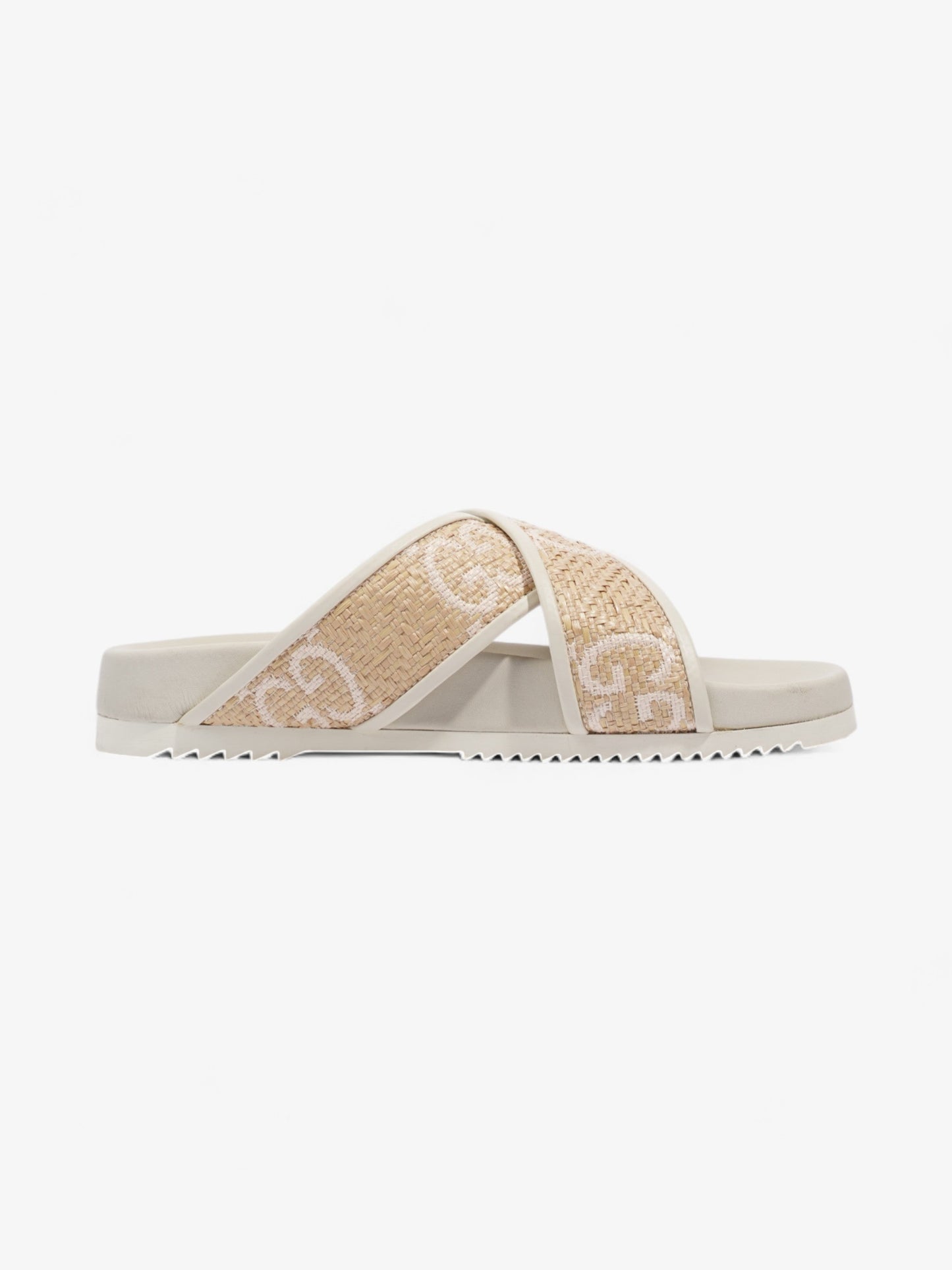 Gucci GG Crossover Sandals White / Natural / Baby Pink Raffia EU 39 UK 6