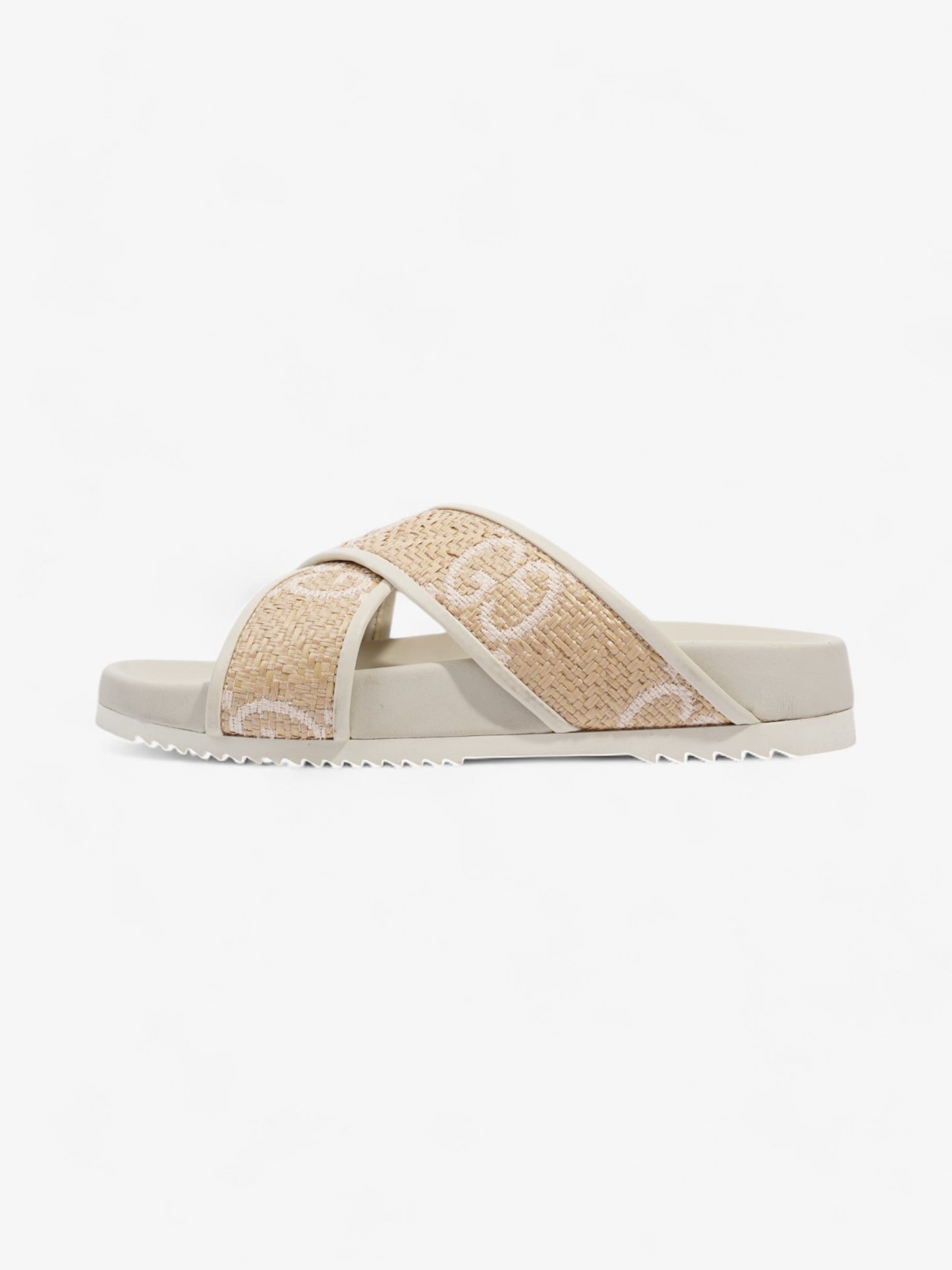 Gucci GG Crossover Sandals White / Natural / Baby Pink Raffia EU 39 UK 6