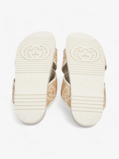 Gucci GG Crossover Sandals White / Natural / Baby Pink Raffia EU 39 UK 6
