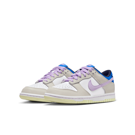 Big Kids' Nike Dunk Low "Khaki Blue Pink"