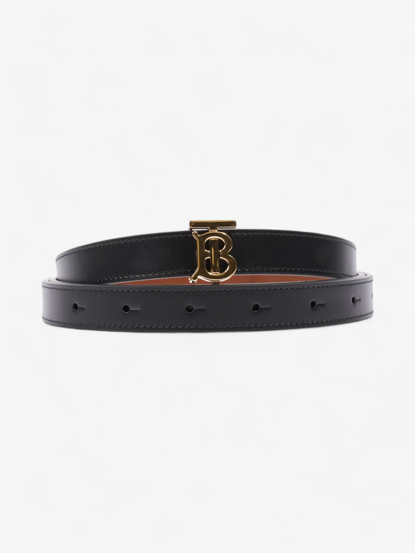 Burberry TB Reversible Belt Black / Gold / Brown Leather Large - 137cm