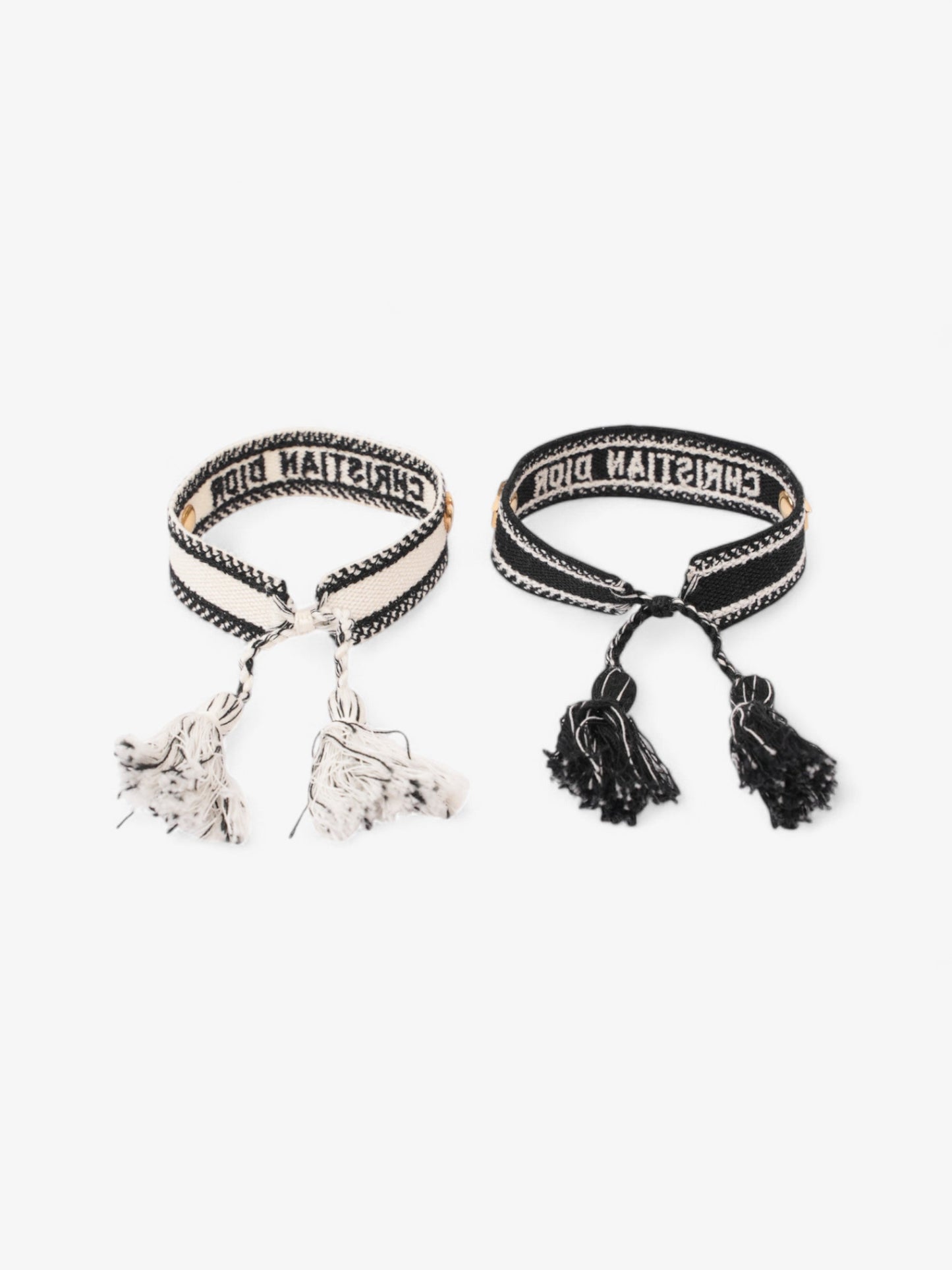 Christian Dior Bracelet Set Black / White / Gold Cotton
