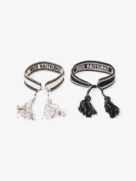 Christian Dior Bracelet Set Black / White / Gold Cotton
