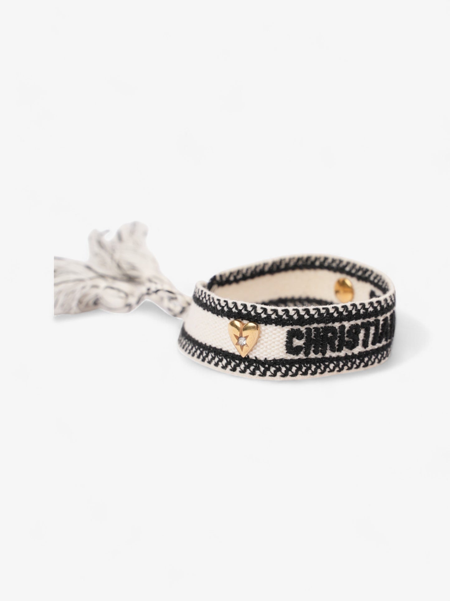 Christian Dior Bracelet Set Black / White / Gold Cotton