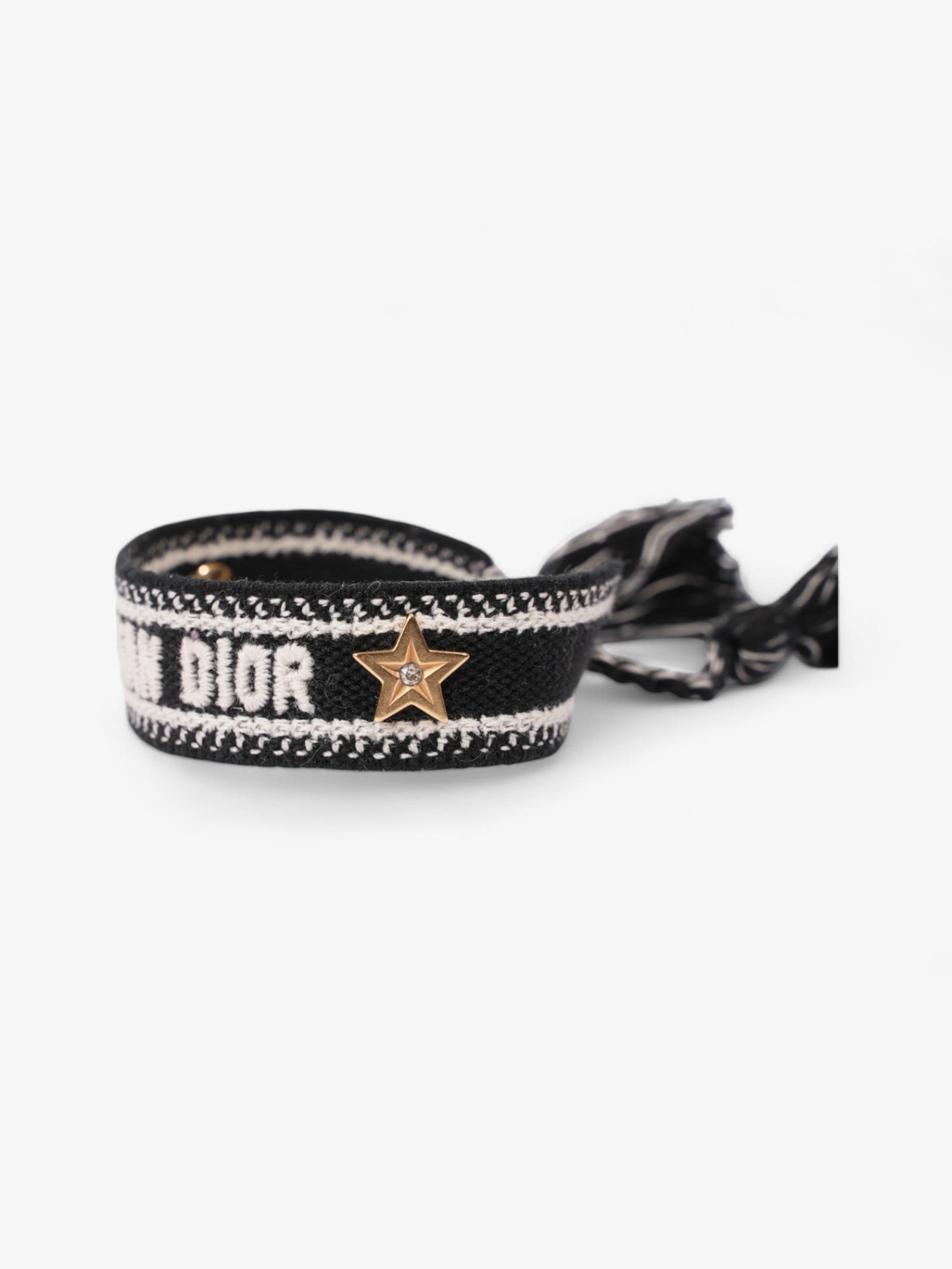 Christian Dior Bracelet Set Black / White / Gold Cotton
