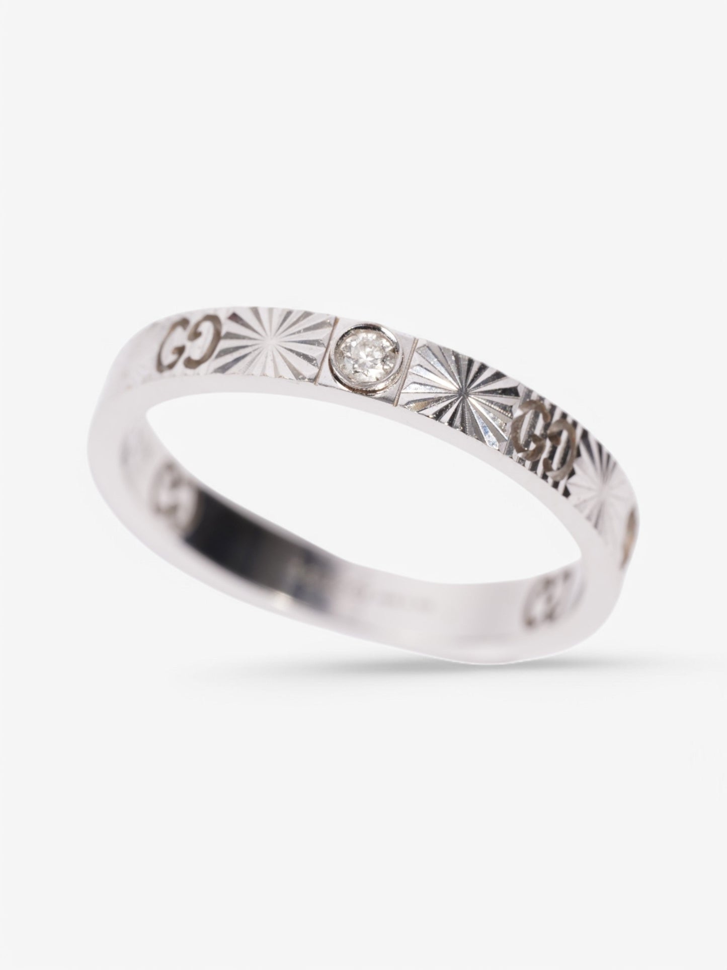 Gucci GG Cut Out Diamond Ring White Gold White Gold 18 (Circumference - 58mm)