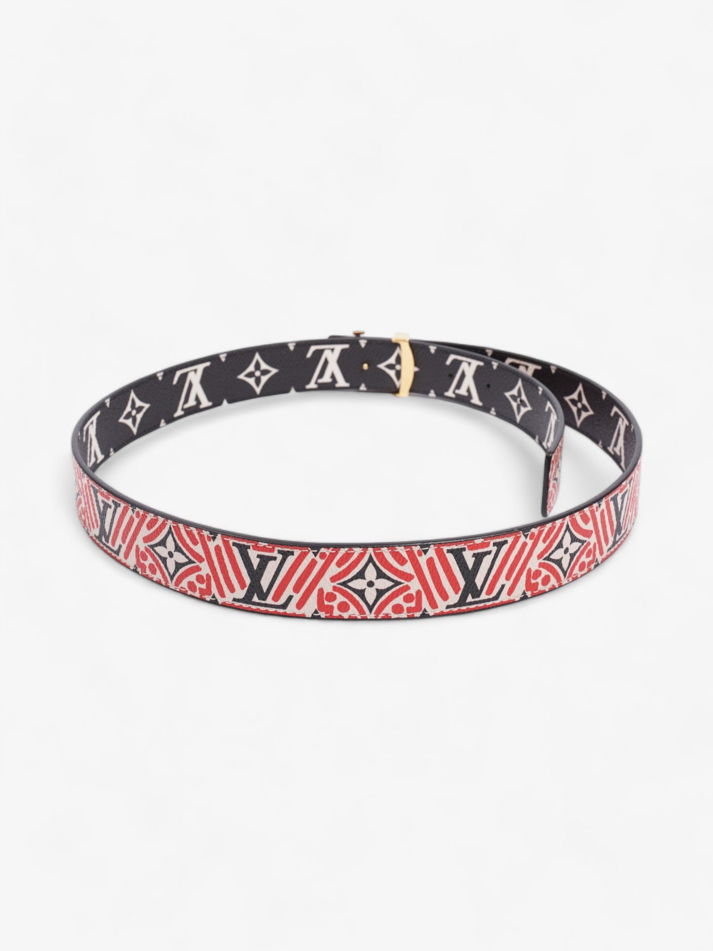 Louis Vuitton Crafty Iconic Reversible Belt Red / Black / White Coated Canvas 80cm 32"
