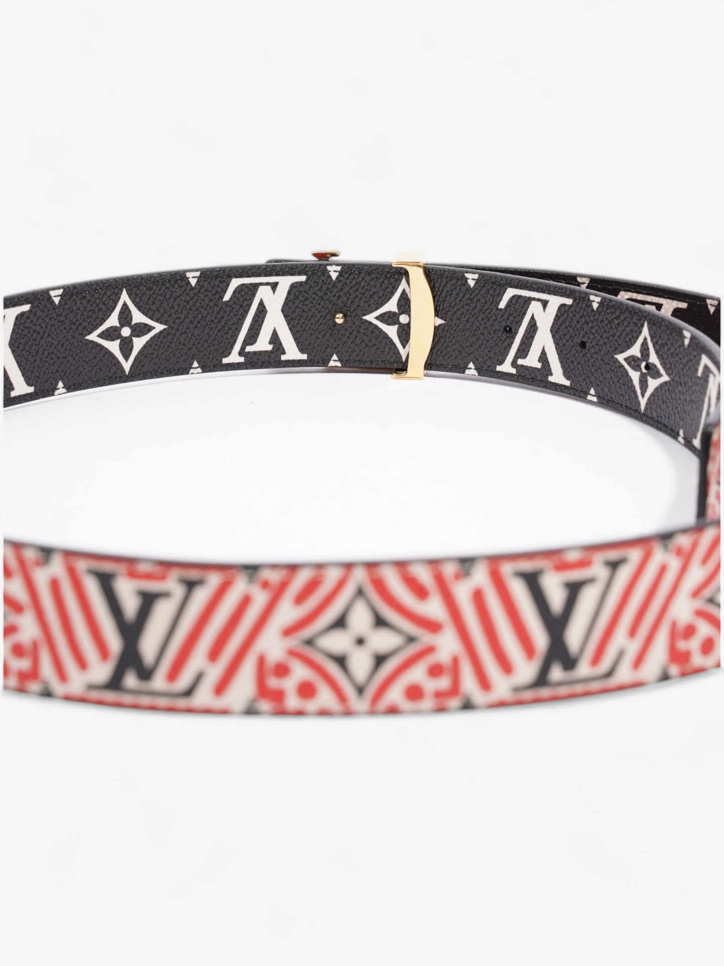 Louis Vuitton Crafty Iconic Reversible Belt Red / Black / White Coated Canvas 80cm 32"