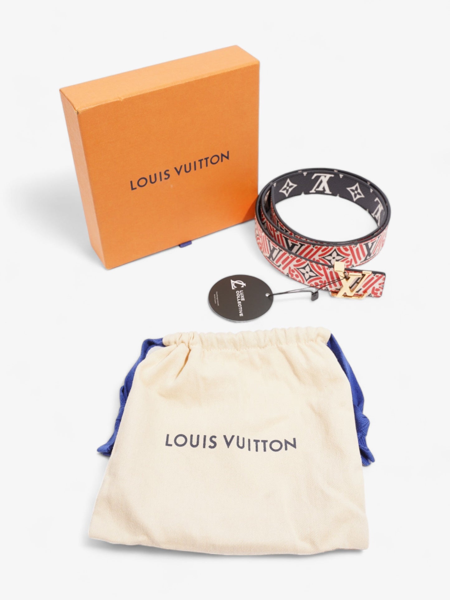 Louis Vuitton Crafty Iconic Reversible Belt Red / Black / White Coated Canvas 80cm 32"