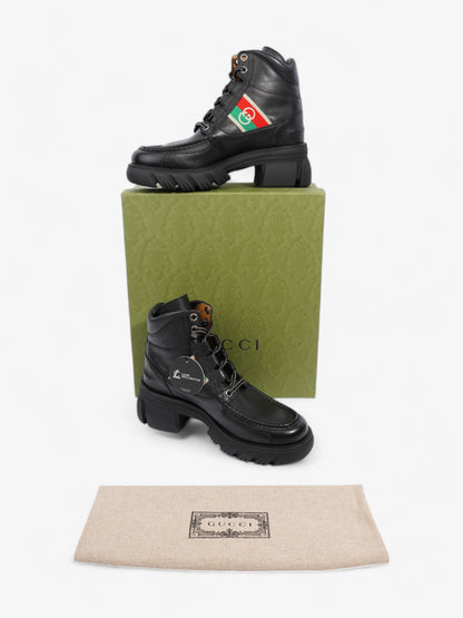 Gucci Interlocking GG Ankle Boots 65 Black / Red / Green Leather EU 42 UK 9