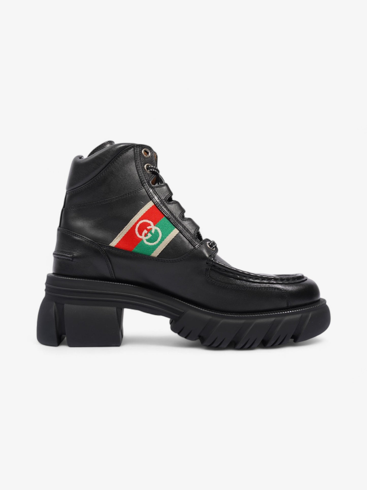 Gucci Interlocking GG Ankle Boots 65 Black / Red / Green Leather EU 42 UK 9