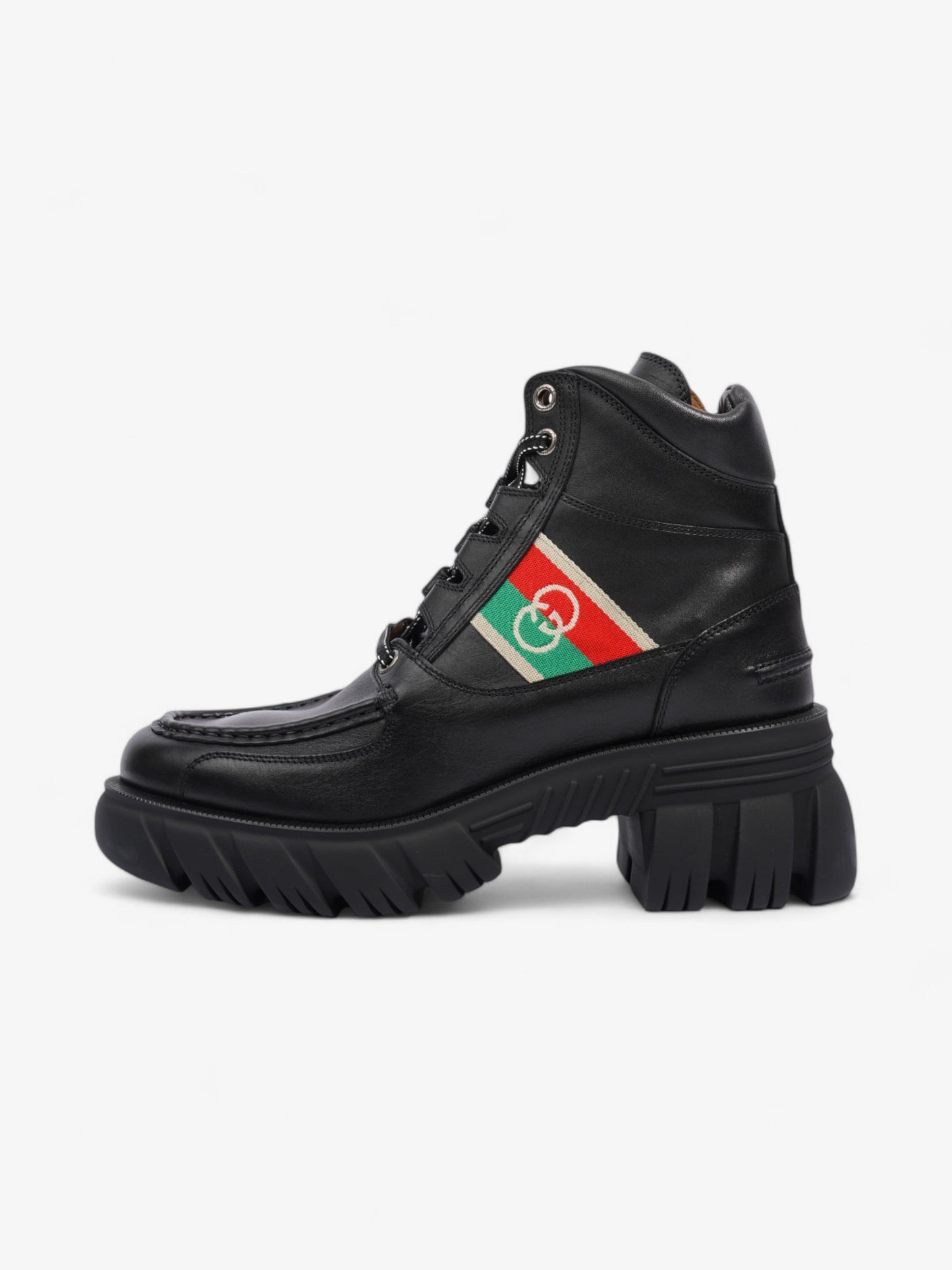 Gucci Interlocking GG Ankle Boots 65 Black / Red / Green Leather EU 42 UK 9
