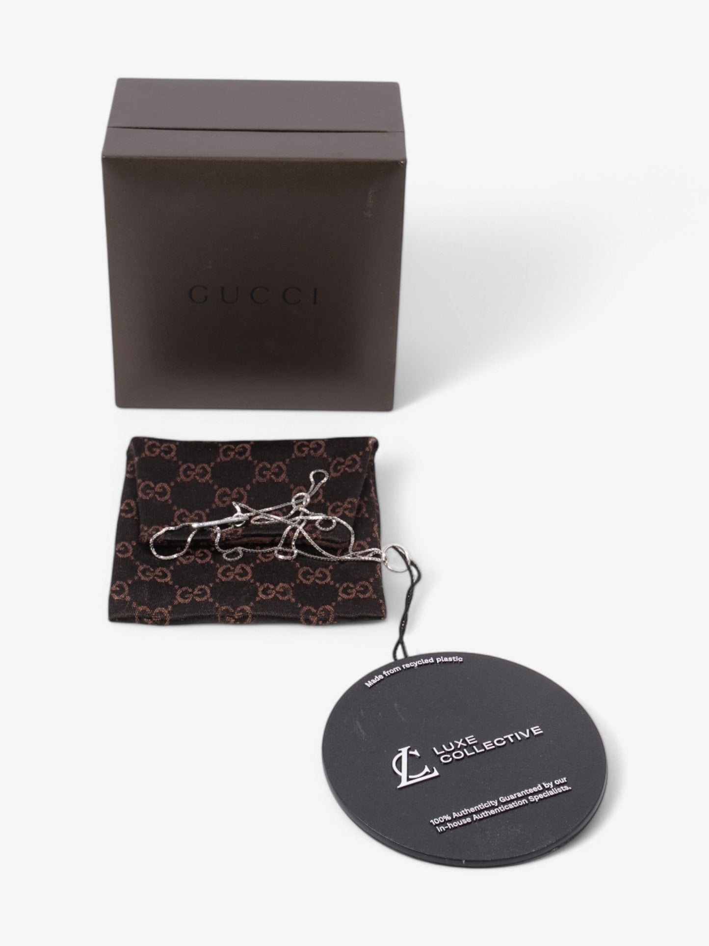 Gucci Trademark Loop Necklace White Gold White Gold