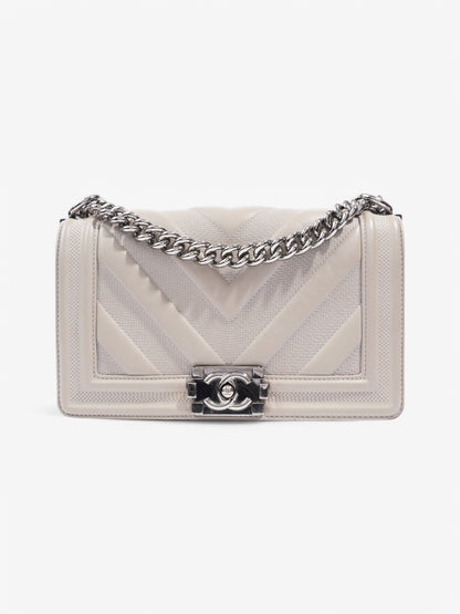 Chanel Boy Bag Grey Lambskin Leather Medium