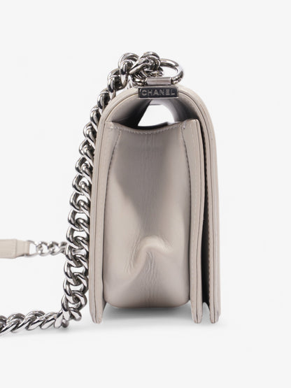 Chanel Boy Bag Grey Lambskin Leather Medium