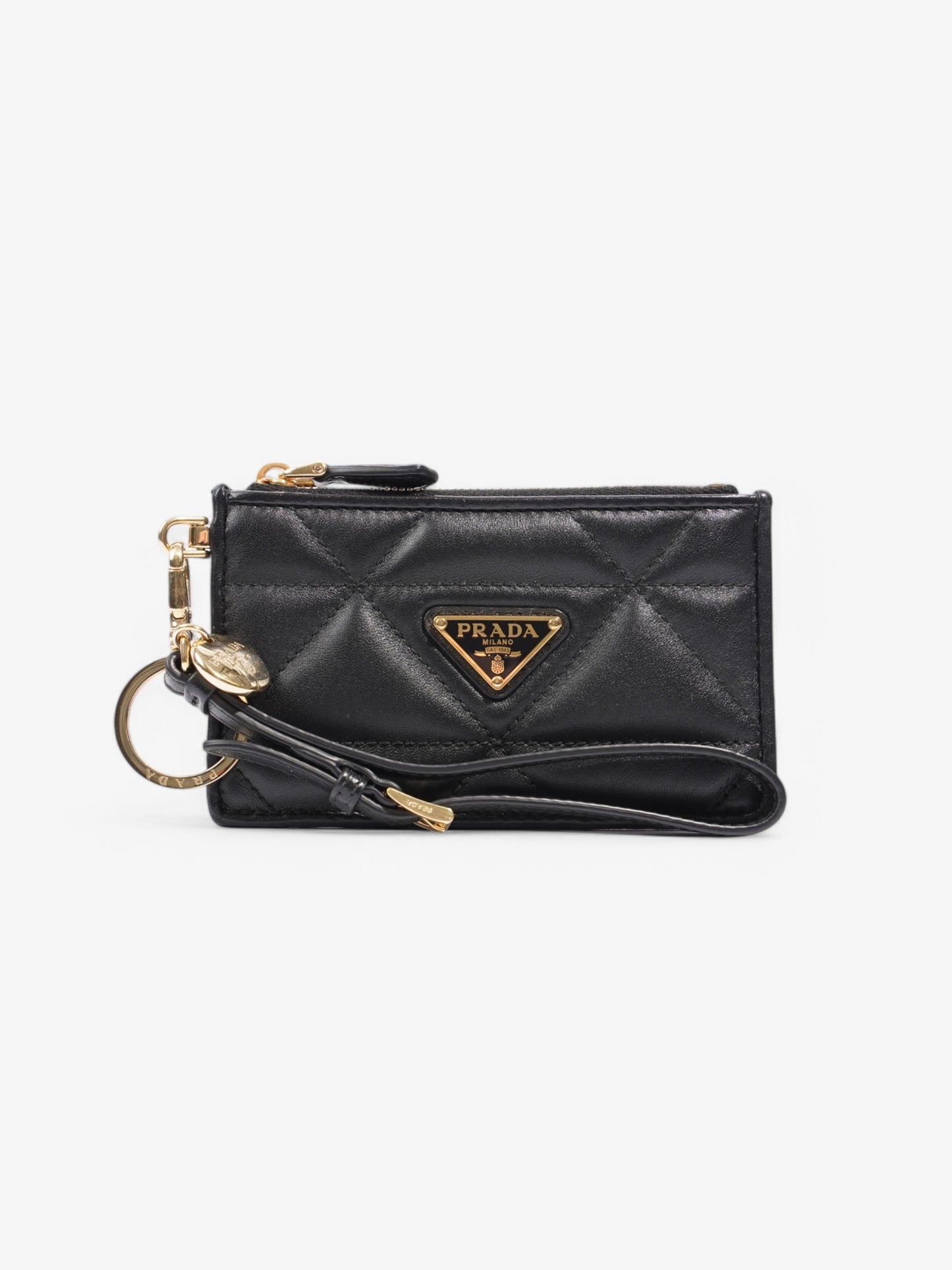 Prada Card Holder With Wristlet Black Leather