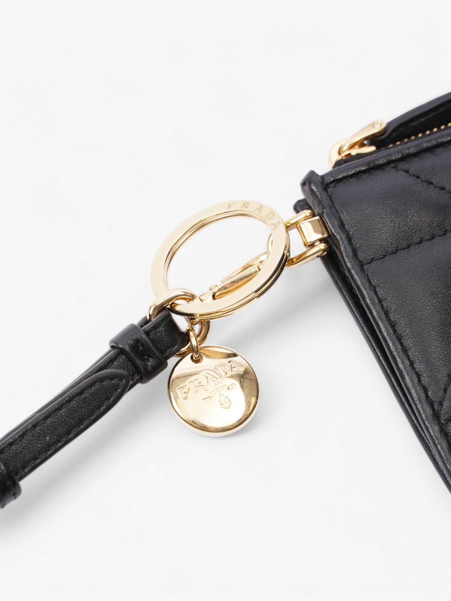 Prada Card Holder With Wristlet Black Leather