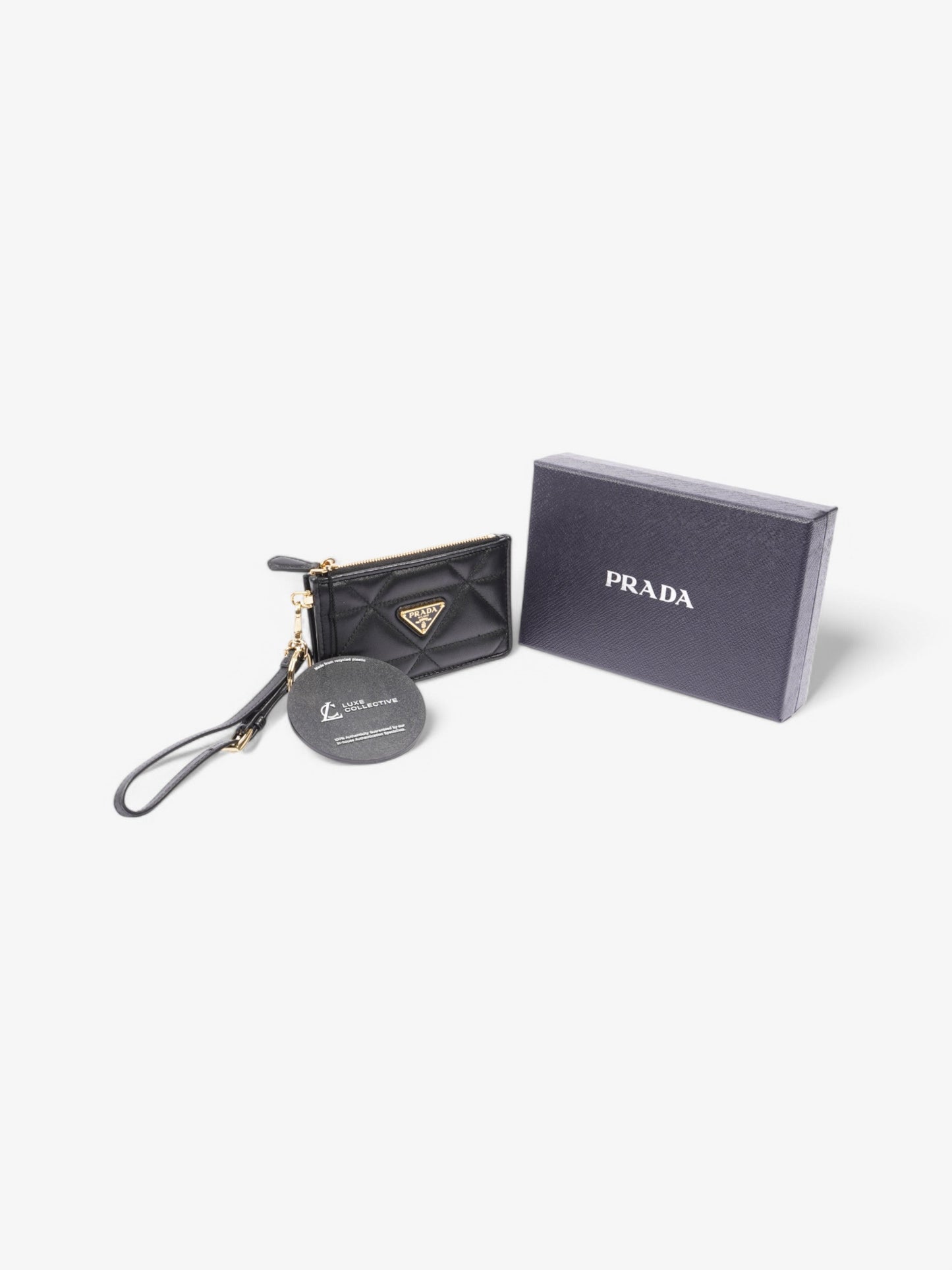 Prada Card Holder With Wristlet Black Leather
