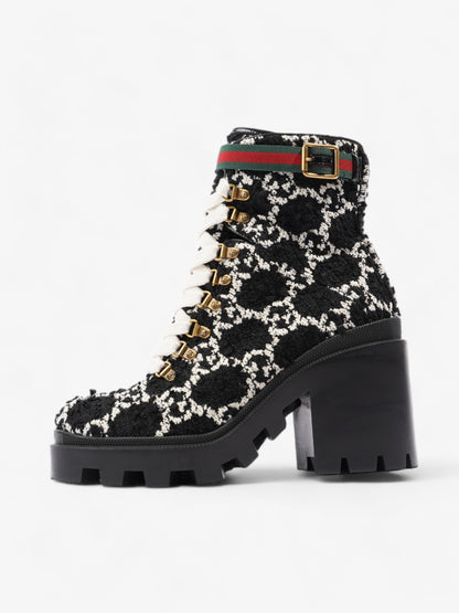 Gucci Lace Up Ankle Boots 90mm Black / White Tweed EU 41 UK 7