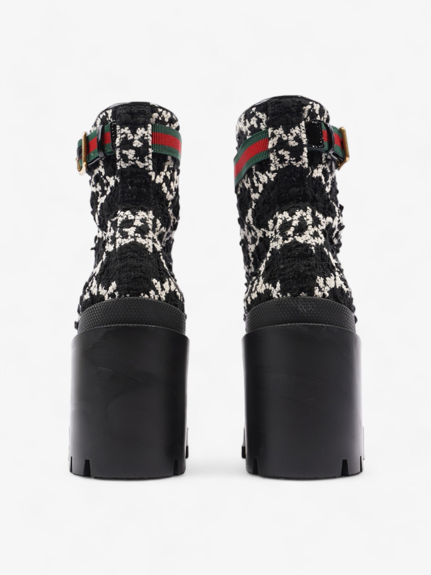 Gucci Lace Up Ankle Boots 90mm Black / White Tweed EU 41 UK 7