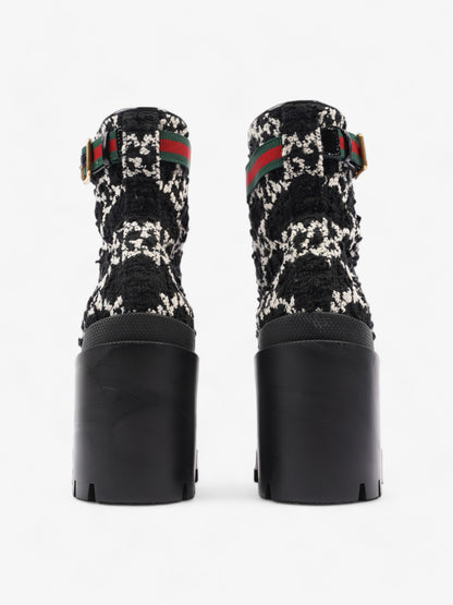 Gucci Lace Up Ankle Boots 90mm Black / White Tweed EU 41 UK 7