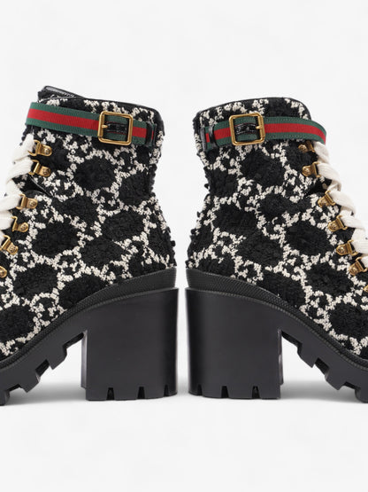Gucci Lace Up Ankle Boots 90mm Black / White Tweed EU 41 UK 7