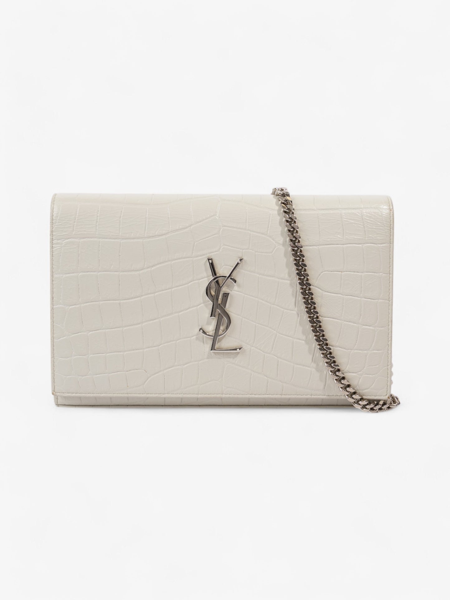 Saint Laurent Kate Chain Wallet Off White Calfskin Leather