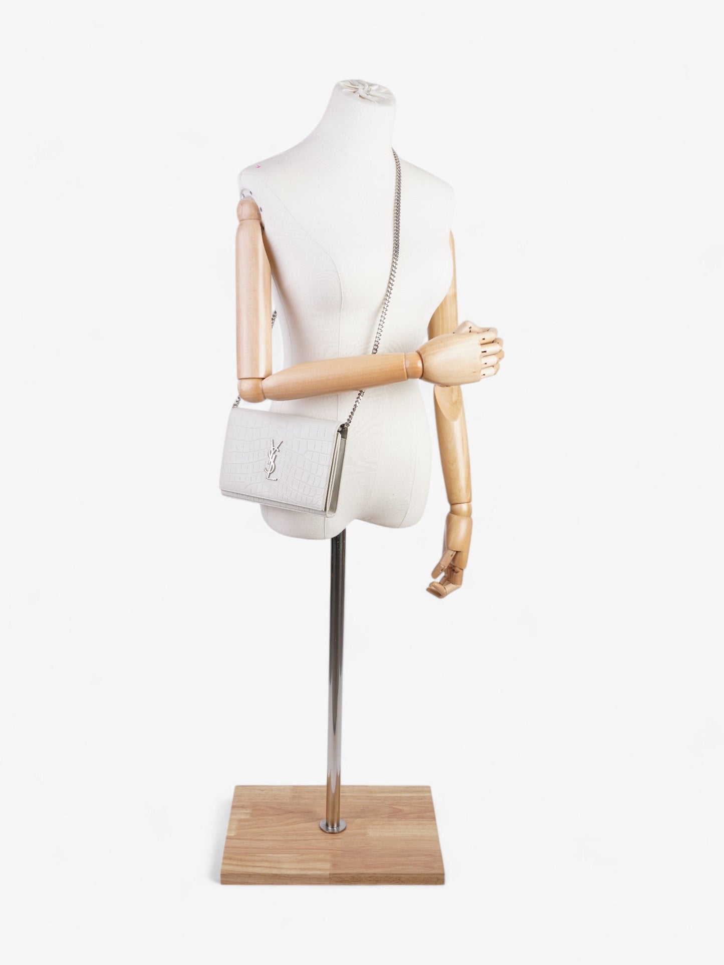 Saint Laurent Kate Chain Wallet Off White Calfskin Leather