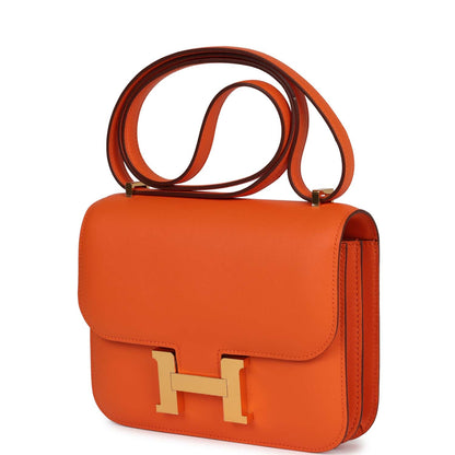 Hermes Constance 18 Orange Swift Gold Hardware