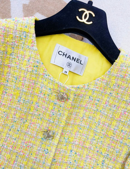 Chanel 24C Yellow Tweed Jacket size 38