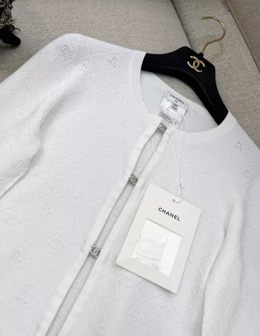 Chanel 24P white cardigan