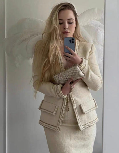 Chanel Pre-Fall 2017 Metiers D'Art Ritz 17A Ecru Cream Jacket size 38