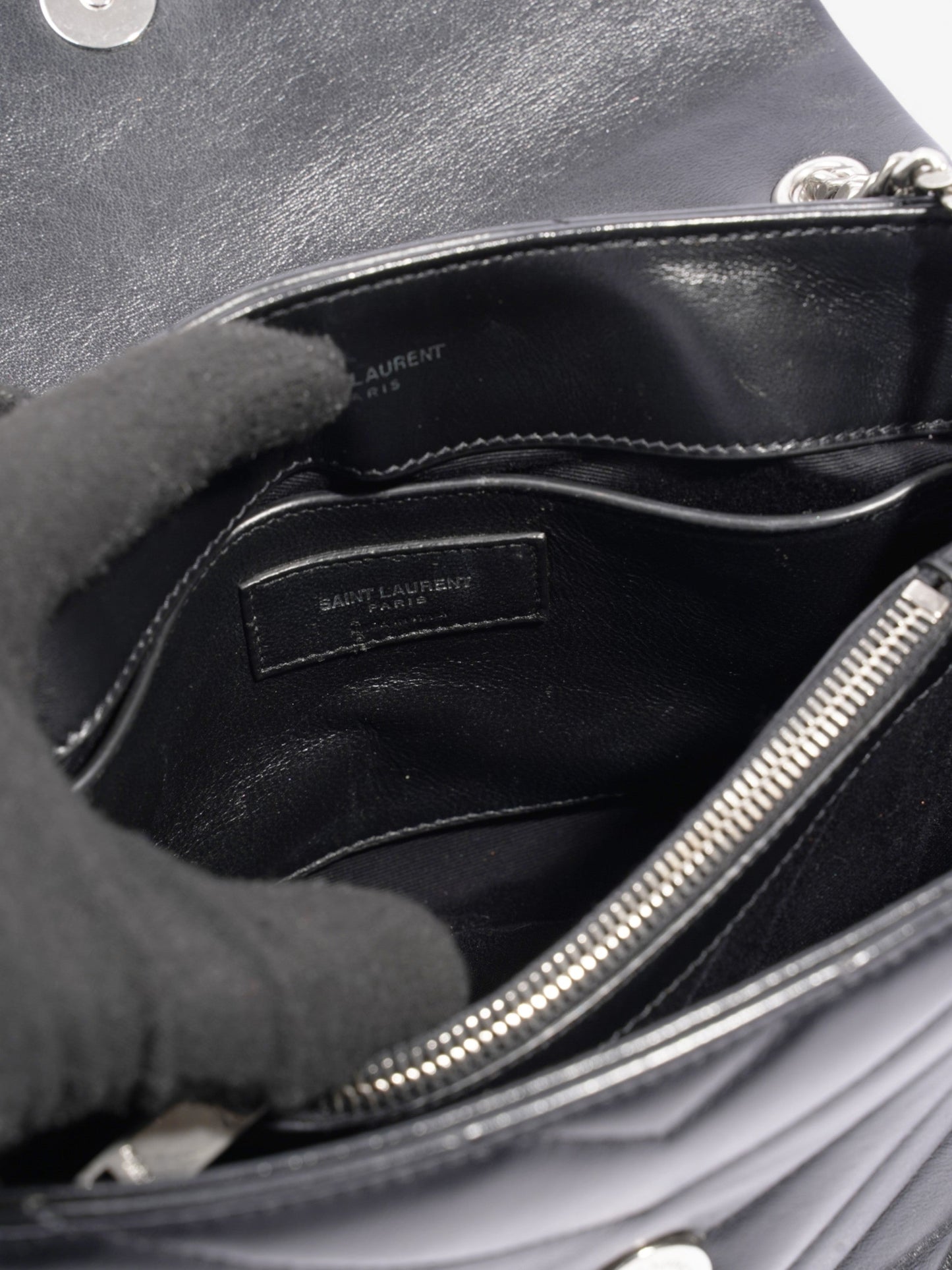 Saint Laurent Lou Lou Black Calfskin Leather Small