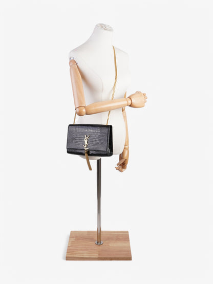 Saint Laurent Kate Tassel Black Embossed Leather Medium