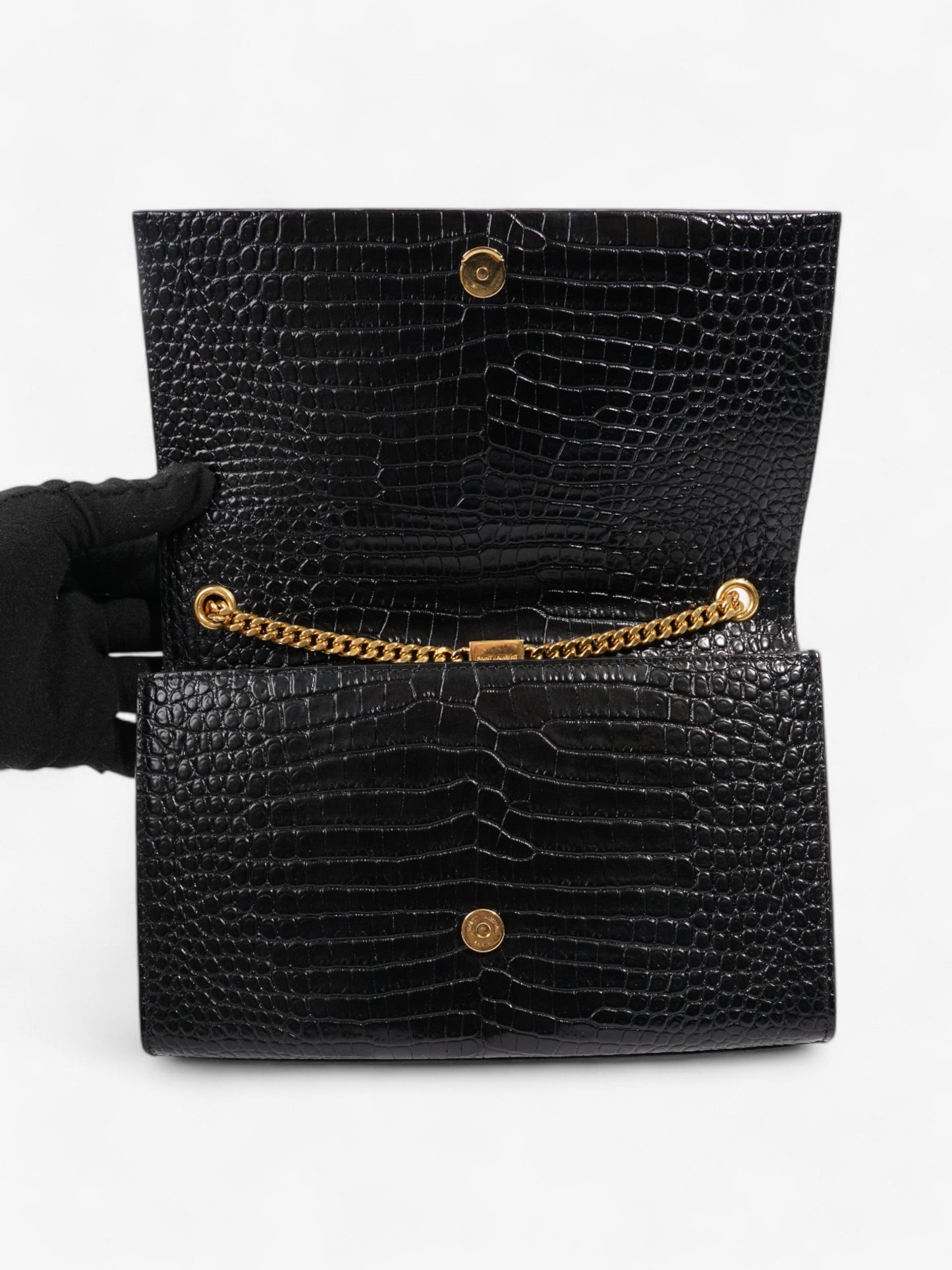 Saint Laurent Kate Tassel Black Embossed Leather Medium