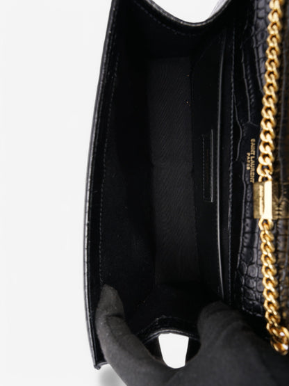 Saint Laurent Kate Tassel Black Embossed Leather Medium