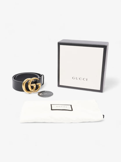 Gucci GG Marmont 2015 Re-Edition Wide Belt Black / Gold Leather 80cm / 32"