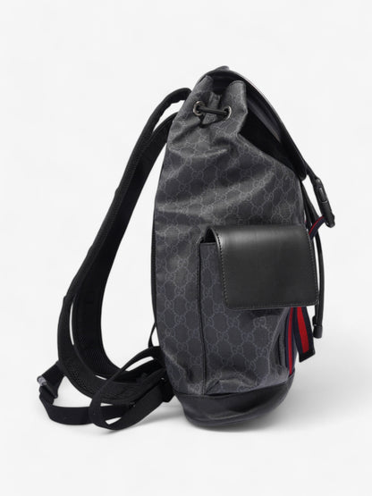Gucci Gucci Leather Backpack GG Supreme / Black / Red Canvas