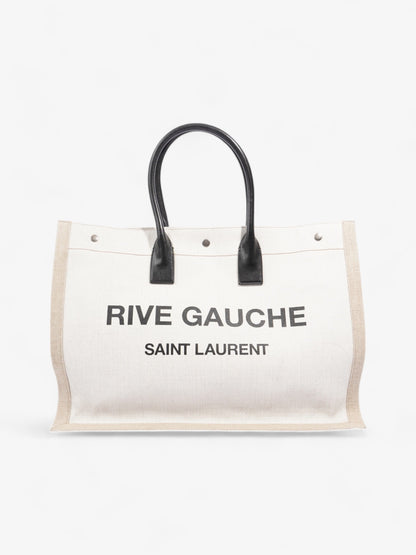 Saint Laurent Rive Gauche Tote White / Beige Cotton Large