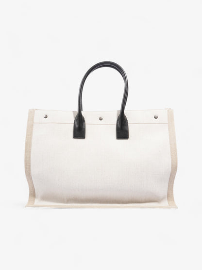 Saint Laurent Rive Gauche Tote White / Beige Cotton Large