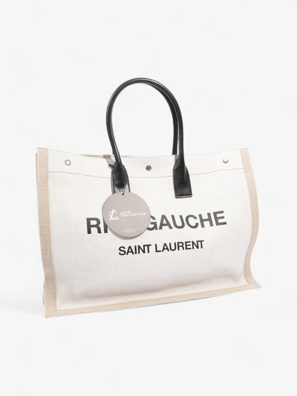 Saint Laurent Rive Gauche Tote White / Beige Cotton Large