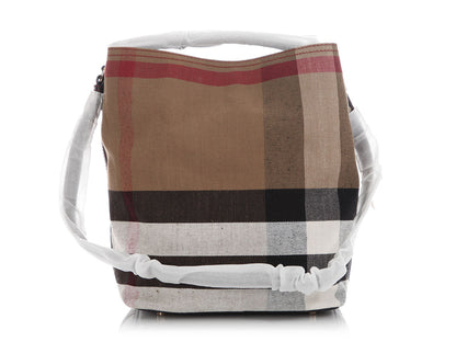 Burberry Medium Red Canvassed Check Sequin Hearts Ashby Hobo