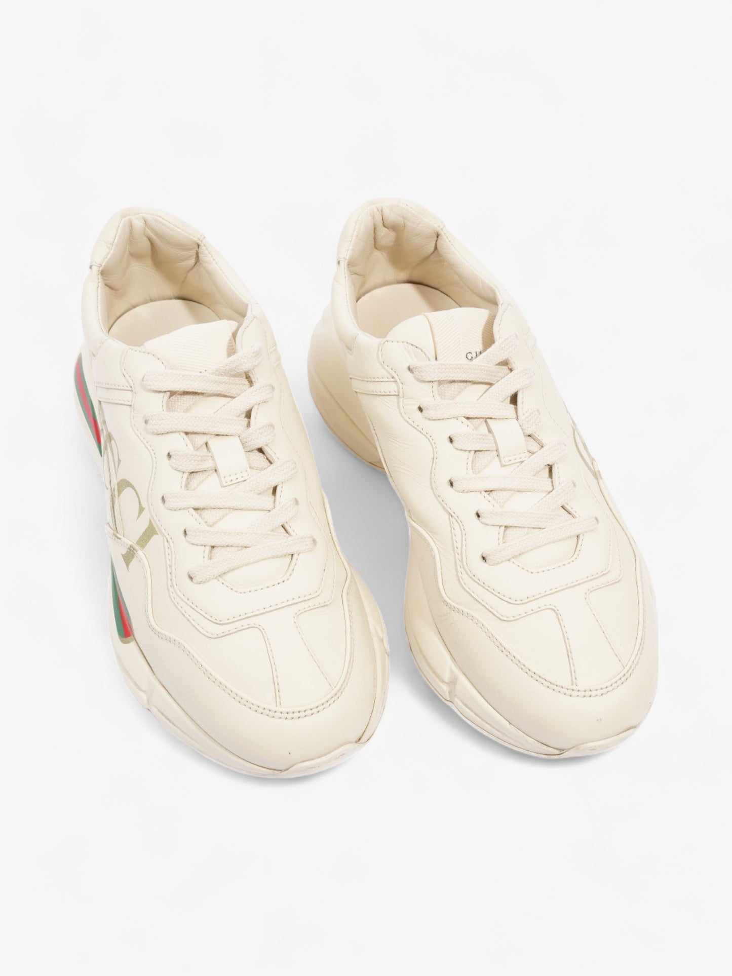Gucci Rython Sneakers Beige / Green / Red Leather EU 38 UK 5