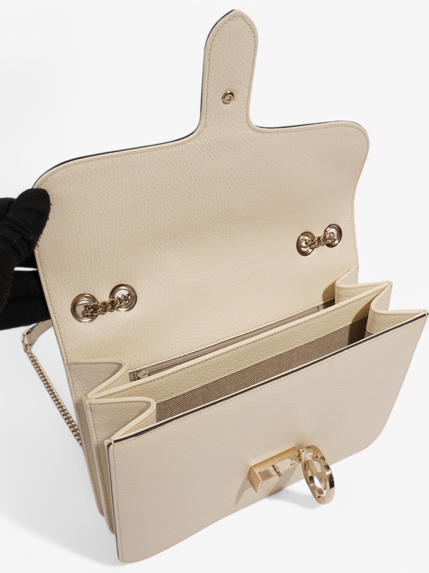 Gucci Dollar Interlocking G Ivory Calfskin Leather Medium