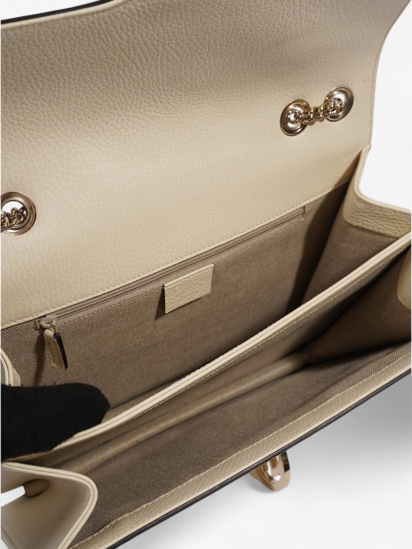 Gucci Dollar Interlocking G Ivory Calfskin Leather Medium
