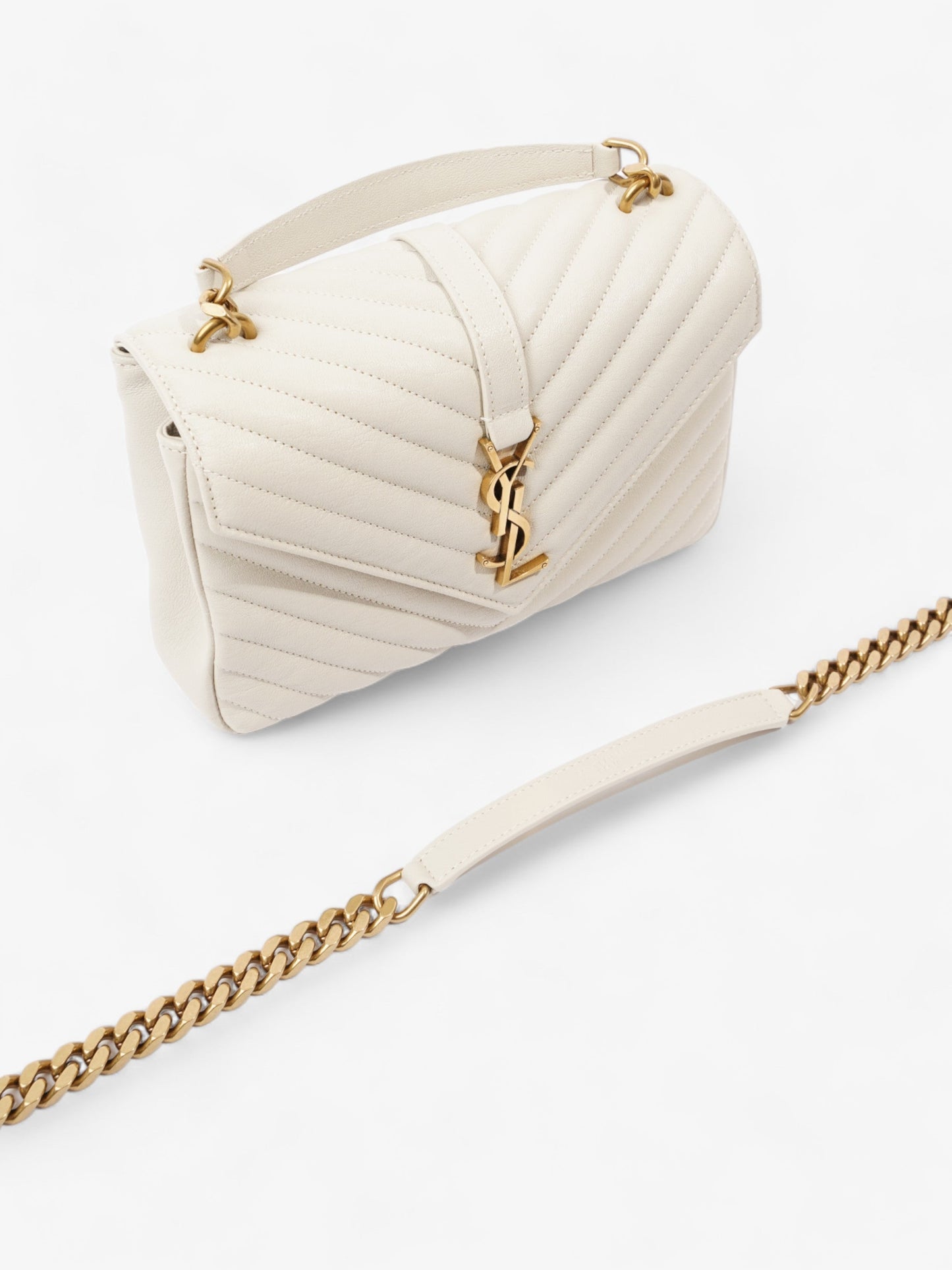 Saint Laurent College Medium Cream Leather